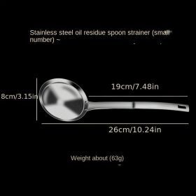 1pc 304 Stainless Steel Fat Skimmer Spoon; Fine Mesh Food Strainer For Grease; Gravy And Foam; Multi-functional Filter Spoon (Size: 304 All-steel Oil Slag Separator (small))