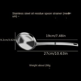 1pc 304 Stainless Steel Fat Skimmer Spoon; Fine Mesh Food Strainer For Grease; Gravy And Foam; Multi-functional Filter Spoon (Size: 304 All-steel Oil Slag Separator (medium))
