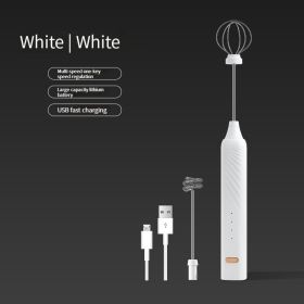 Egg Beater Electric Handheld Rotary Whisk, Coffee Frothing Wand Mixer USB Portable Kitchen Tools (Color: White)