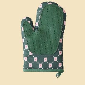 Anti-Scalding Microwave Cotton Non-Slip Insulation Gloves, Oven Mitts Kitchen Heat Resistant Insulationed (Type: Left, Color: Green)