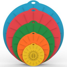5pcs Silicone Fresh-keeping Cover; Microwave Oven Heating Food Bow or Skillet Lid Set; Kitchen Supplies (Color: B)