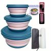 3pcs/set Camping Bowl; Silicone Collapsible Lunch Box Salad Bowl With Lid; Expandable Food Storage Containers