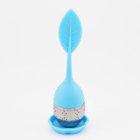 Silicone Handle 7pcs Tea Infuser Stainless Steel Strainer Drip Tray Included - Loose Tea Steeper - Best Tea Infuser For Loose Leaf Or Herbal Tea (Color: 1 Pack Blue)