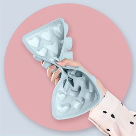 1pc High Quality Silicone 21 Heart Shaped Ice Cube Tray Mold (Color: Blue)