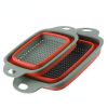 Collapsible Colander Set Of 2; Silicone Square Strainer With Handle For Kitchen Food Draining Pasta Vegetable Fruit