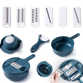 1pc Multifunctional Vegetable Cutter, Potato Shredded Grater, 3 Blades Or 6 Blades Optional (Color: Blue--Six Blades)
