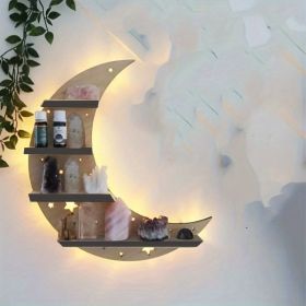 1pc Crystal Display Shelf - Wall Mounted Decorative Shelf for Moon Moth Butterfly Lamp (Color: The primary color of the moon [with LED lights 59.06 inch])