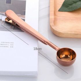 Two-in-one Stainless Steel Coffee Scoop with Built in Clip, Kitchen Gold Accessories (Color: Rose Gold)