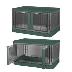 2Pcs 72L Foldable Storage Bins with Lid Collapsible Stackable Closet Organizer Containers with Front Door Lock (capacity: 72L, Color: Green)