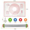 Dough Rolling Pin Stainless Steel with 4 Removable Adjustable Thickness Rings and Rolling Mat