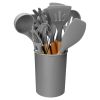 11Pcs Silicone Cooking Utensil Set Heat Resist Wooden Handle Silicone Spatula Turner Ladle tongs
