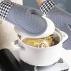 Silicone Covered Oven Mitts and Hot Pads; Nordic Style Microwave Oven Gloves; Kitchen Baking