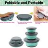3pcs/set Camping Bowl; Silicone Collapsible Lunch Box Salad Bowl With Lid; Expandable Food Storage Containers