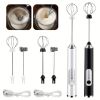 One Set Of Milk Frother Handheld USB-Rechargeable With 2pcs Stainless Whisk Heads; 3-Speed Adjustable Handheld