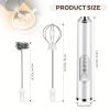 One Set Of Milk Frother Handheld USB-Rechargeable With 2pcs Stainless Whisk Heads; 3-Speed Adjustable Handheld