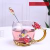 1pc Rose Enamel Crystal Tea Cup