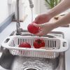 1pc Retractable Fruits And Vegetables Drain Basket; Extendable Over The Sink; Adjustable Strainer; Kitchen Sink Washing Basket
