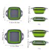 Collapsible Colander Set Of 2; Silicone Square Strainer With Handle For Kitchen Food Draining Pasta Vegetable Fruit