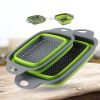 Collapsible Colander Set Of 2; Silicone Square Strainer With Handle For Kitchen Food Draining Pasta Vegetable Fruit
