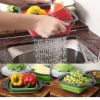 Collapsible Colander Set Of 2; Silicone Square Strainer With Handle For Kitchen Food Draining Pasta Vegetable Fruit