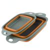 Collapsible Colander Set Of 2; Silicone Square Strainer With Handle For Kitchen Food Draining Pasta Vegetable Fruit