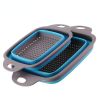 Collapsible Colander Set Of 2; Silicone Square Strainer With Handle For Kitchen Food Draining Pasta Vegetable Fruit