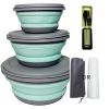 3pcs/set Camping Bowl; Silicone Collapsible Lunch Box Salad Bowl With Lid; Expandable Food Storage Containers